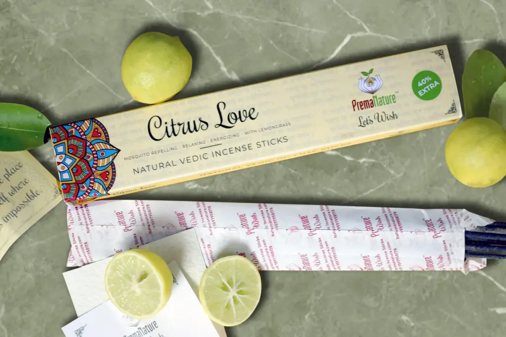 Kamini Lemongrass Incense - 40 Sticks (5 X 8g Packs) - Nature Fruit Floral Scent